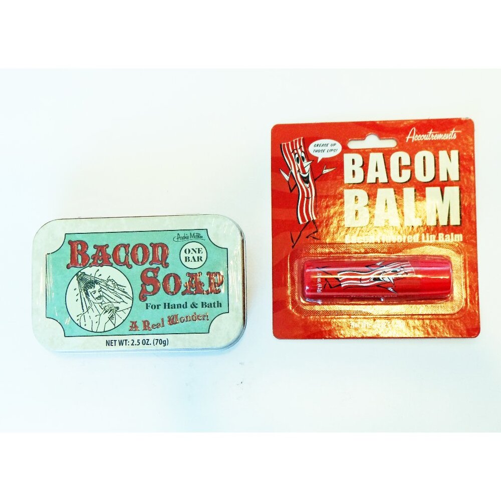 Bacon Soap & Bacon Lip Balm Novelty Gag White Elephant Gift NEW